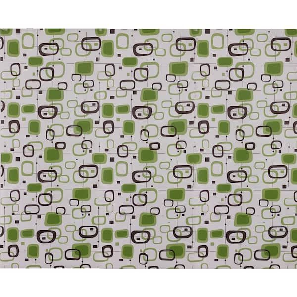 Dundee Deco Shapes Green, Black, Off-White Vinyl Strippable Roll (Covers 26.6 sq. ft.)