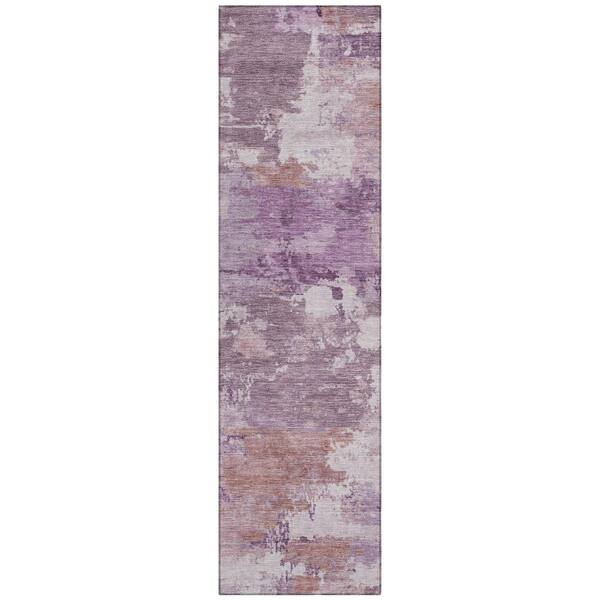 Chantille Machine Washable Indoor/Outdoor Abstract ACN2812 Plum 2 ft. x 7 ft. Runner Rug