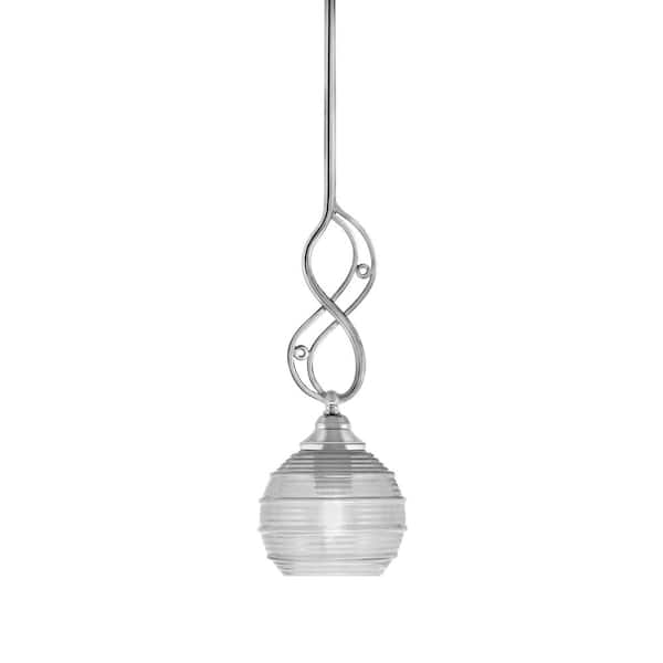 Unbranded Revell 100-Watt 1-Light Chrome Stem Mini Pendant Light with Clear Ribbed Glass Shade and Light Bulb Not Included