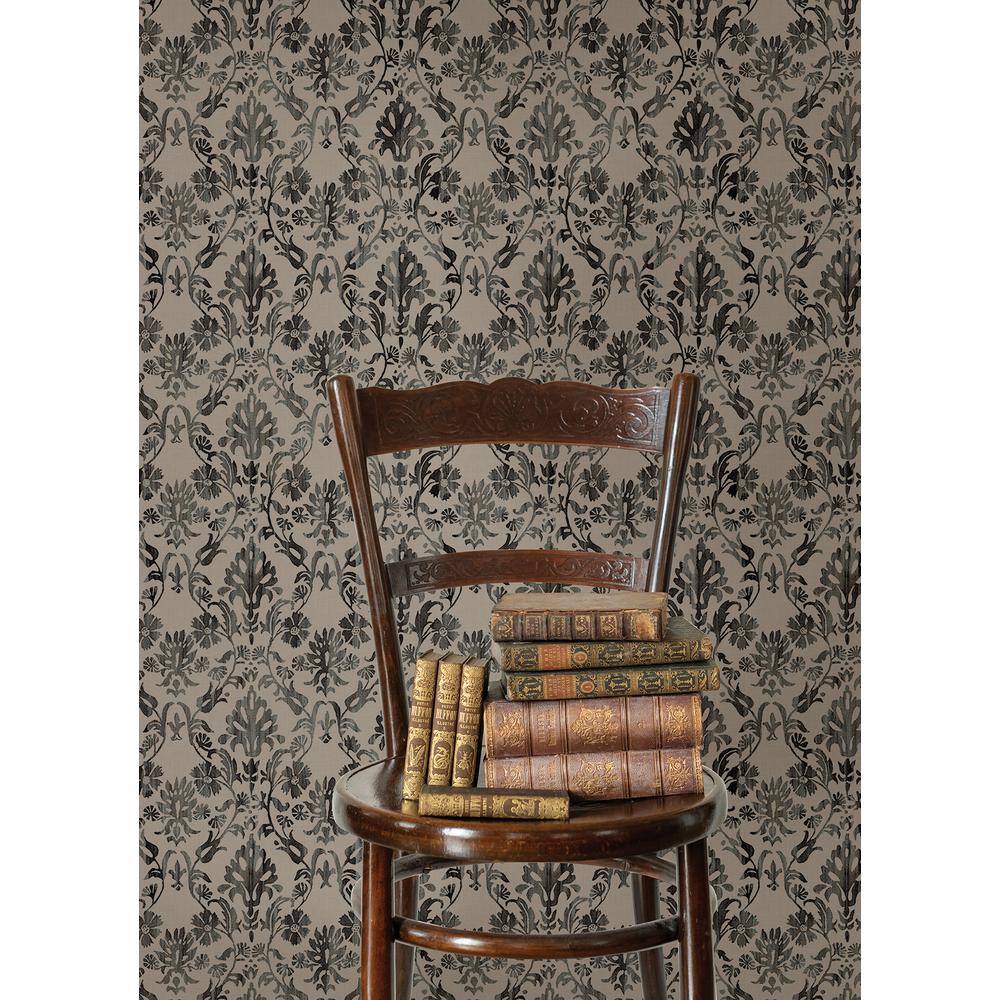 Taupe Damask Peel and Stick Vinyl Wallpaper Roll