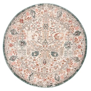 Lenore Vintage Floral 6 ft. 7 in. x 6 ft. 7 in. Beige Round Area Rug