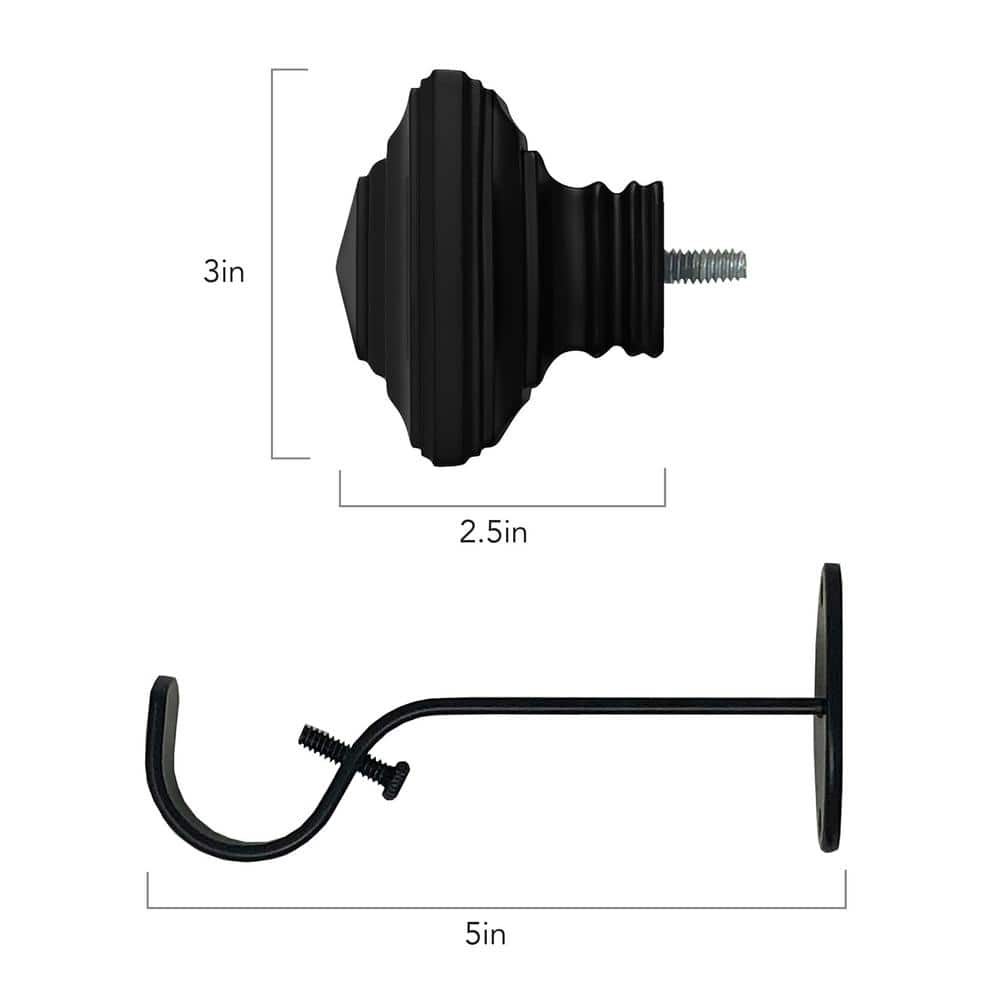 Antique Black Adjustable Curtain Rod with Stacked Square Finials