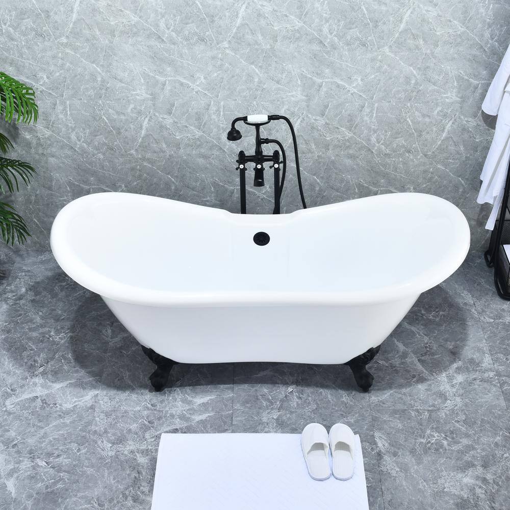 Matte Black Vintage Style Freestanding Tub Faucet with Handshower