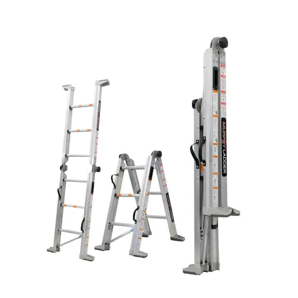 MURPHY LADDER 7 ft. Height 10 ft. Reach Aluminum Fully Compactable Multi-Position Ladder 375 lbs. Load Capacity Type IAA Duty Rating