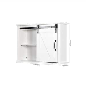 27.16 in. W x 7.80 in. D x 19.68 in. H MDF Bathroom Wall Cabinet with 2 Adjustable Shelves in White