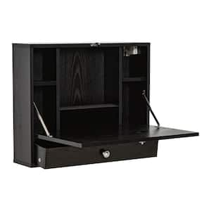 22.5 in. Black Floating Desk with Folding Design and Interior Storage