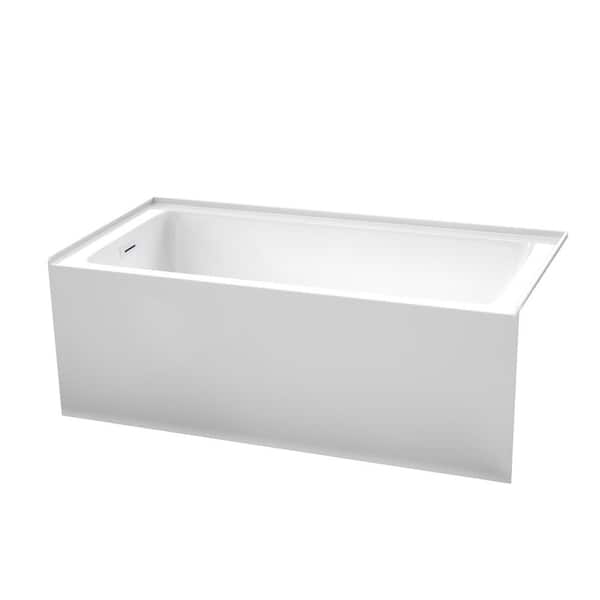 Wyndham Collection Grayley 60 in. L x 30 in. W Acrylic Left Hand Drain Rectangular Alcove Bathtub in White with Shiny White Trim