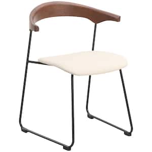 Lyra Modern Dining Chair Upholstered in Faux Leather with Beech Back and Metal Legs in Walnut/Taupe