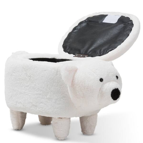 Baxton Studio Bjorn White Bear Storage Ottoman