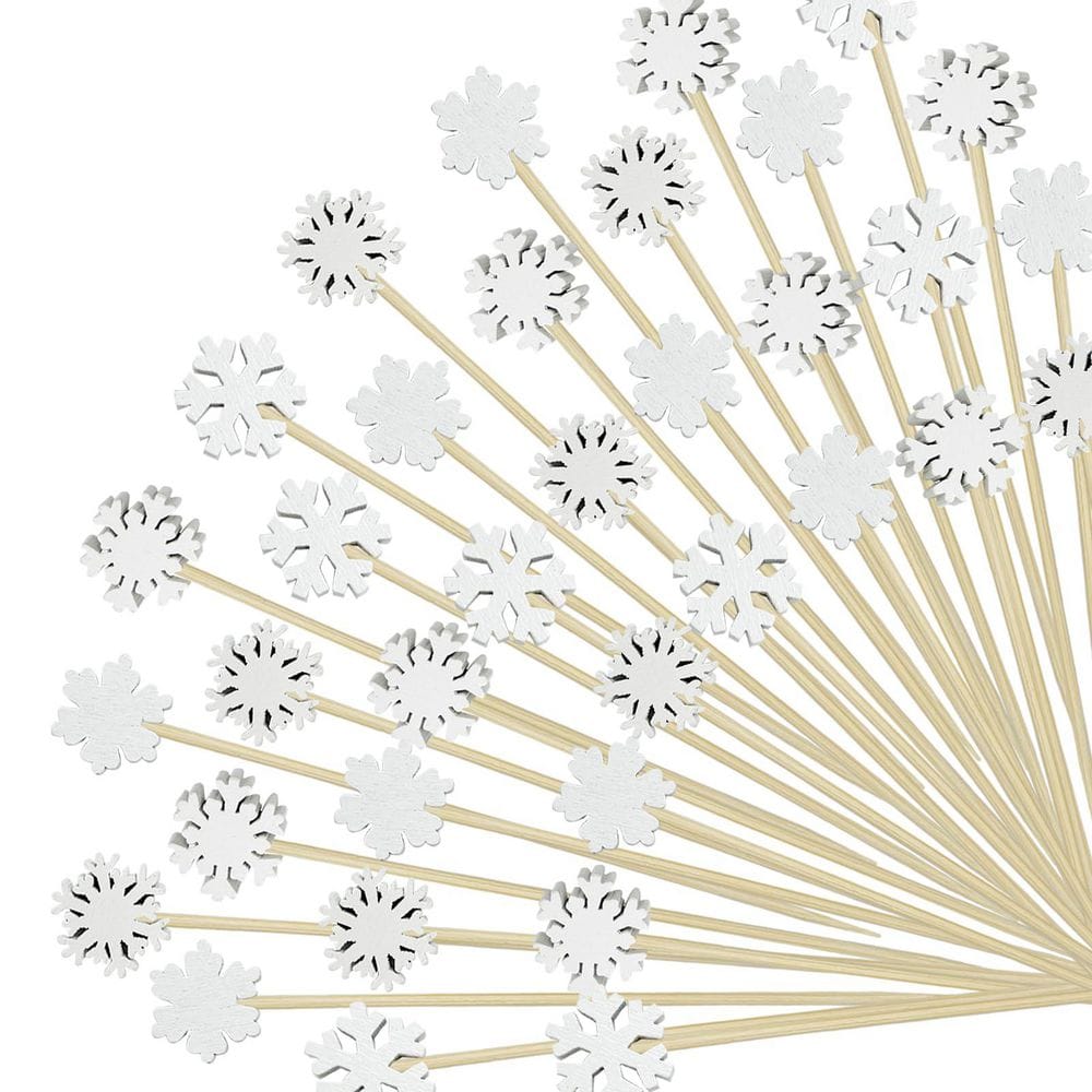 200-Count 4.7 in. Wood Snowflake Cocktail Picks Toothpicks Christmas Party Drink Fruit Dessert Toppers price history on PriceWatchPro