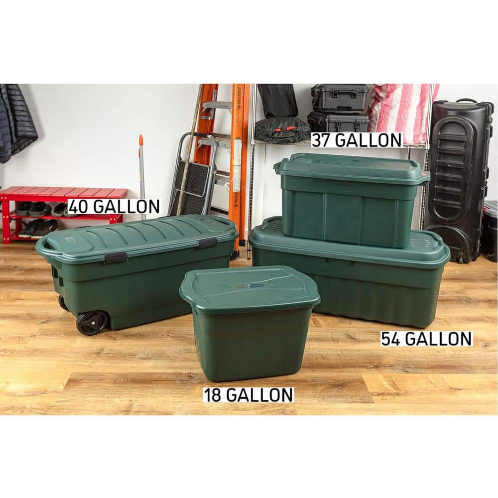 Eco Green Stackable Recycled Plastic Storage Bins with Lids, 37 Gal, Pack of 3