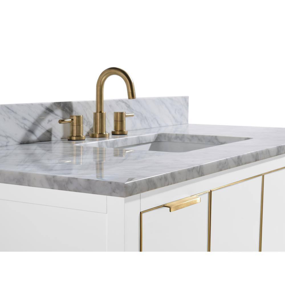 Austen 48" White Solid Wood Bathroom Vanity with Marble Top