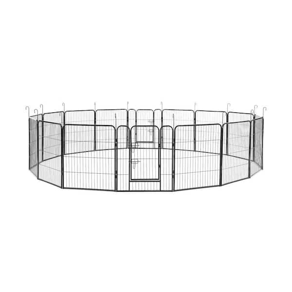 16-Panels Large Outdoor Indoor Iron Puppy Dog Fence Pet Dog Playpen