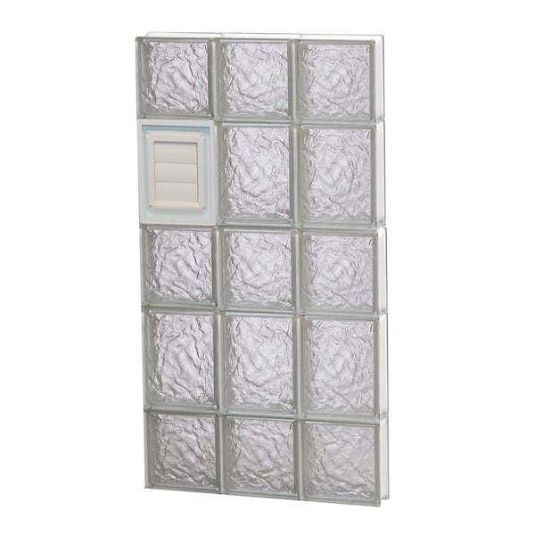 Clearly Secure 17.25 in. x 32.75 in. x 3.125 in. Frameless Ice Pattern Glass Block Window with Dryer Vent