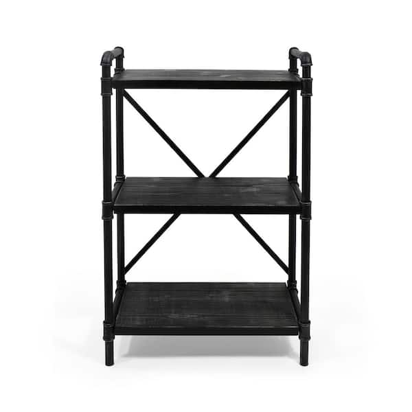 Unbranded Honeysuckle 39.50 in. Grey Wood 3-Shelf Etagere Bookcase
