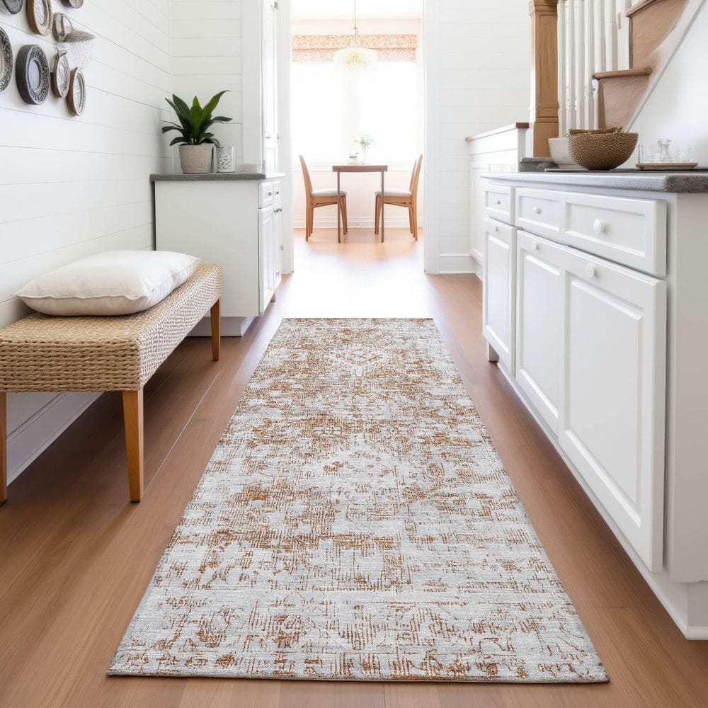 Mayfield Premium Machine Washable Abstract AMF1229 Terracotta 2 ft. 3 in. x 7 ft. 6 in. Runner Rug price history on PriceWatchPro