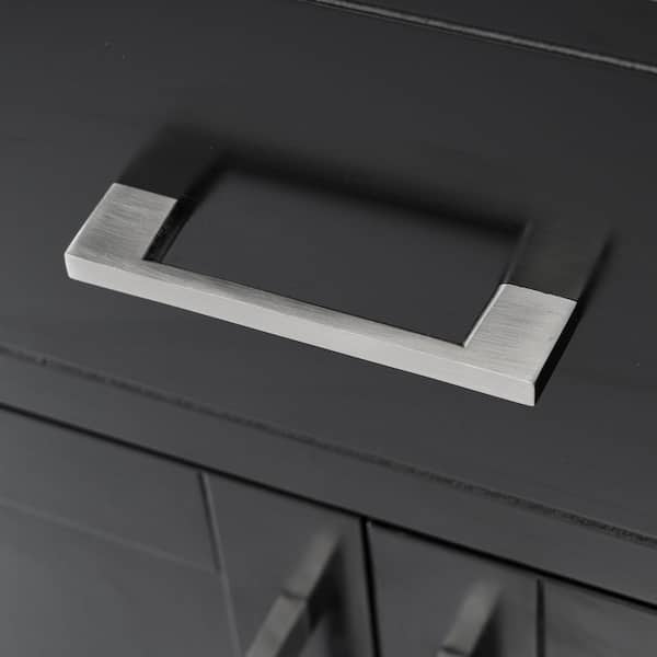 30 in. W Freestanding Black Bath Vanity with White Ceramic Top
