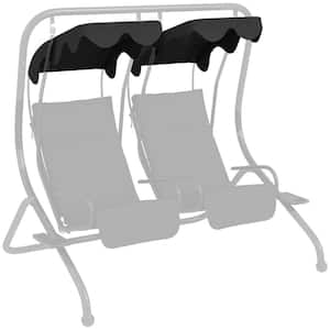 2-Seater Polyester Swing Canopy Replacement for Sunshade in Black