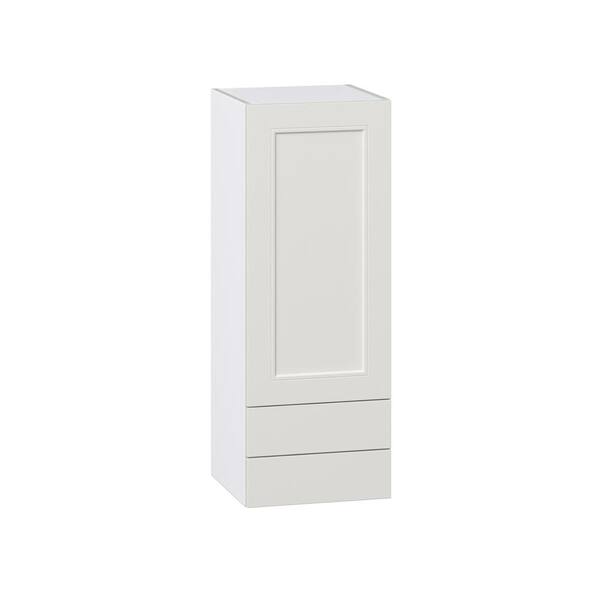 J COLLECTION Littleton Painted Gray Recessed Assembled Glass Wall Kitchen Cabinet with Drawers (15 in. W x 40 in. H x 14 in. D)