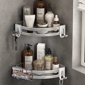 Aluminum Corner Bathroom Shelf With Vue 3 Hooks And Towel Bar Wall Mounted  Storage Organizer Rack From Pamela56, $30.76