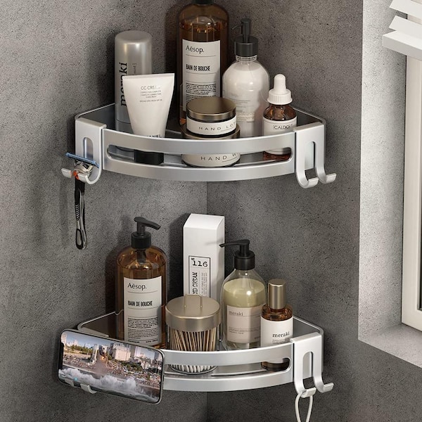 Corner Shelf For Bathroom Two Layer Wall Mount Aluminum