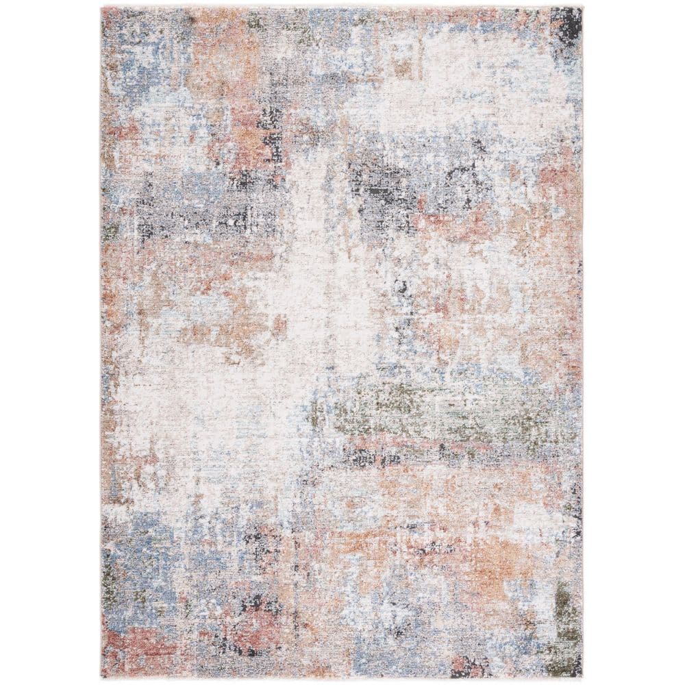 SAFAVIEH Jasmine 8 ft. x 10 ft. Ivory/Blue Distressed Marble Area Rug ...