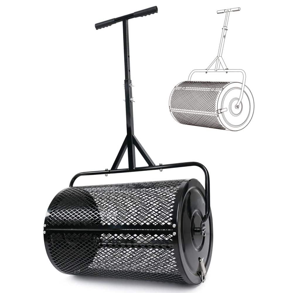 24 in. Peat Moss Spreader with Accessories, Metal Mesh Roller Lawn Spreader for Topsoil, Manure, Mulch, Top Dressing price history on PriceWatchPro