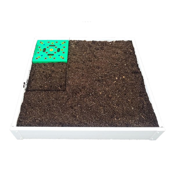 Handy Bed 3 ft. x 3 ft. Square Foot Design, Stack-able, White, Vinyl Raised Garden Bed