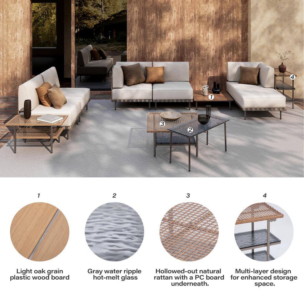 10-Piece Beige and Black Iron Outdoor Patio Set