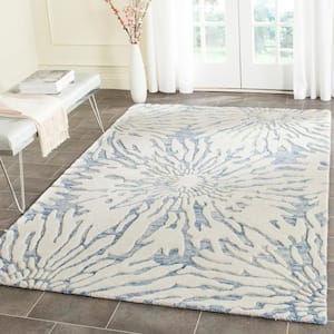 Bella Dark Blue/Ivory Doormat 3 ft. x 4 ft. Floral Area Rug