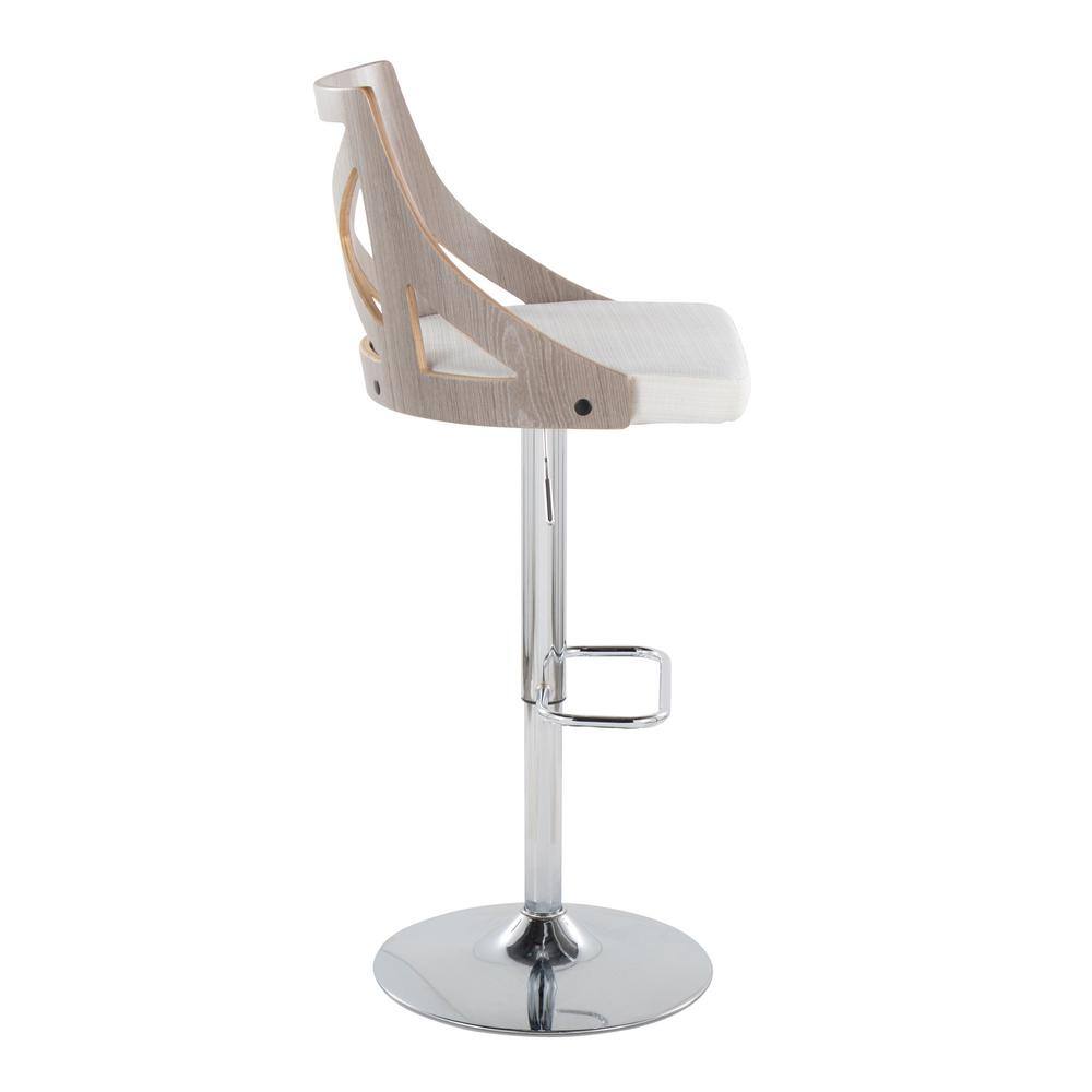 Adjustable Swivel White Upholstered Barstools with Metal Frame