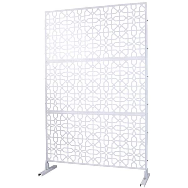 Sudzendf Outdoor and Indoor Freestanding Decorative Privacy Screen Metal Privacy Screen, Fence Panels in White