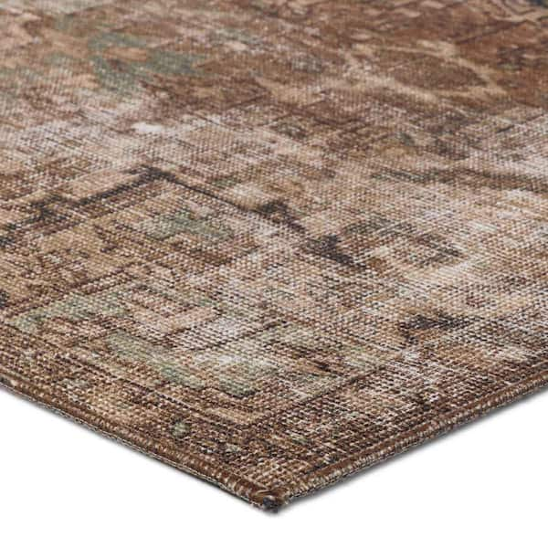 Machine Washable Minita Brown/Tan 4 ft. x 8 ft. Medallion Area Rug