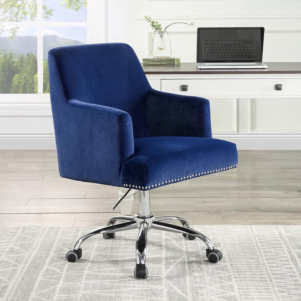 38" Blue Mesh and Metal Swivel Office Chair
