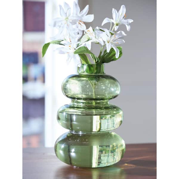 Renethorne 9 in. Green Glass Gourd Decorative Vase