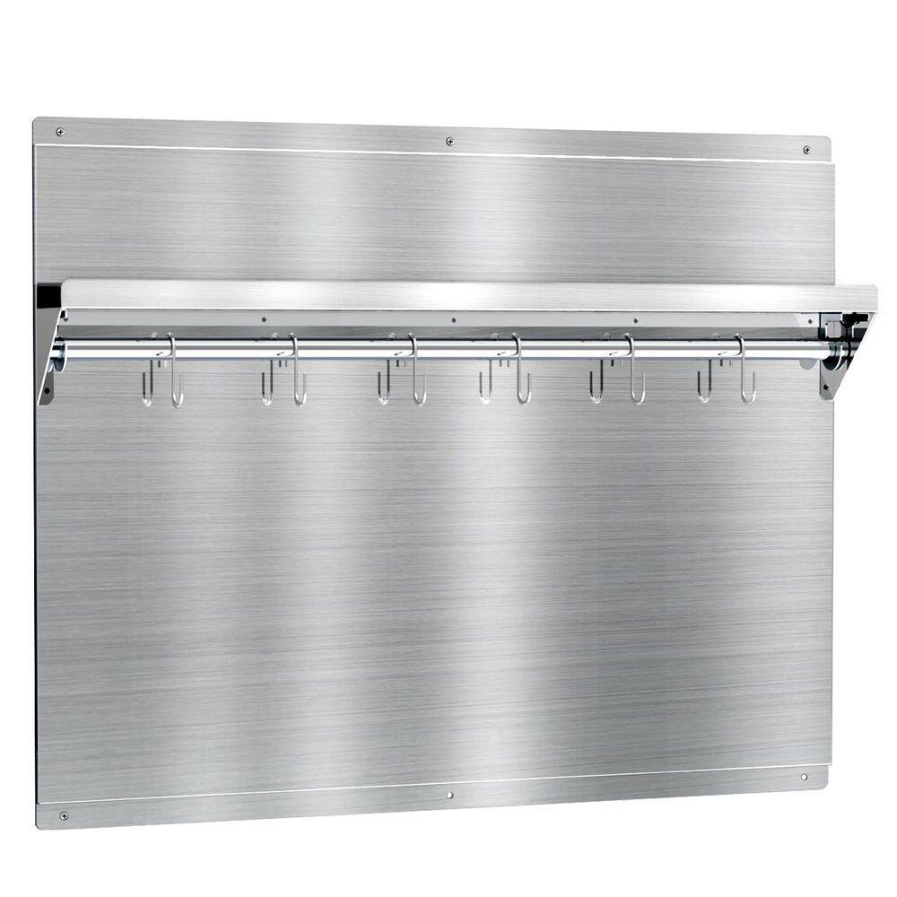 24 x 30 in. for 30 in. Range Hood Stainless Steel Kitchen Backsplash w/ Storage Shelf and Utensil Hooks, Easy to Install price history on PriceWatchPro