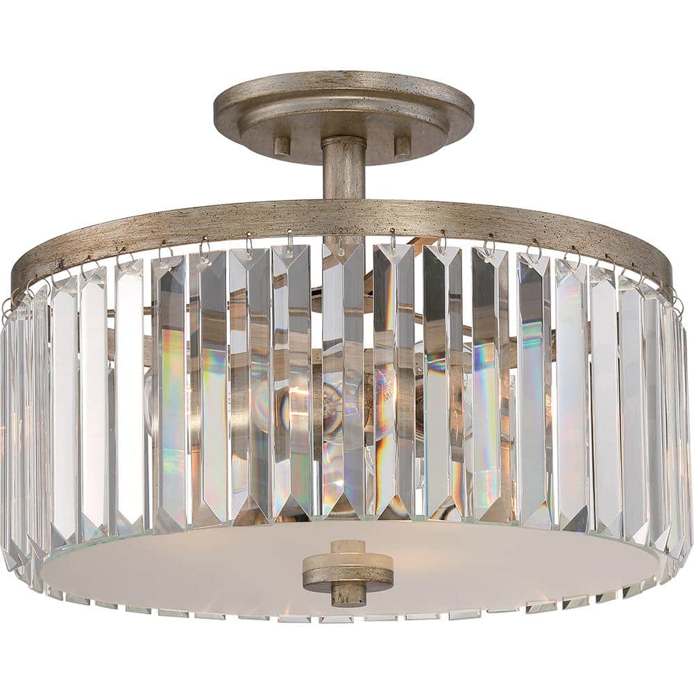 Vintage Gold Mirage Crystal Semi-Flush Mount Light