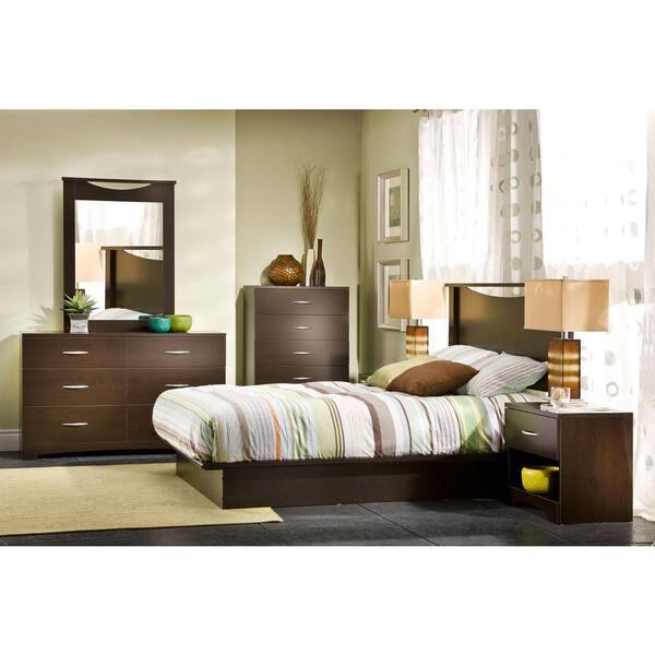South Shore Step One 41 in. x 30 in. Chocolate Framed Mirror