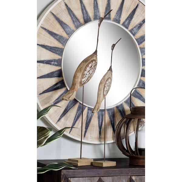 Litton Lane Brown Wood Bird Sculpture (Set of 2)