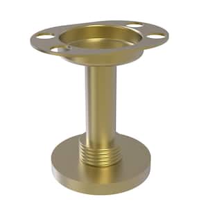 Vanity Top Tumbler and Toothbrush Holder with Groovy Accents in Satin Brass