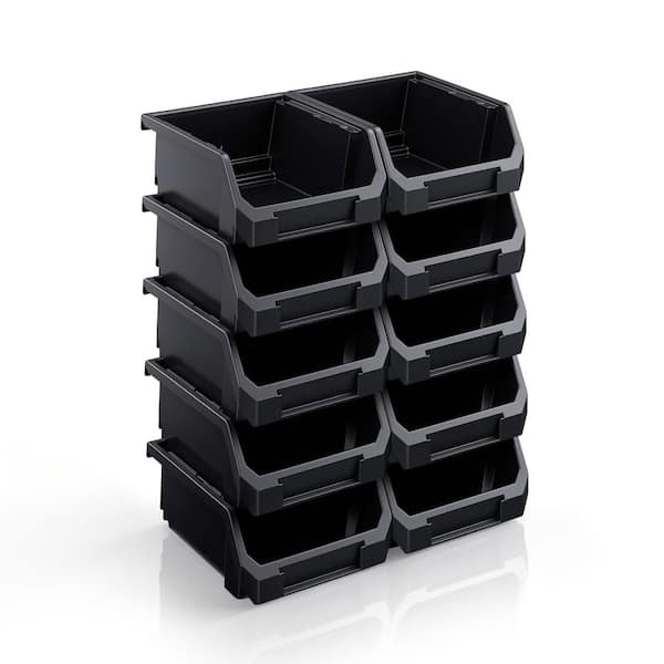 Sorbus Open Front Stackable Clothing Storage Bin – Closet Organizer - Small, Set of 10, Black