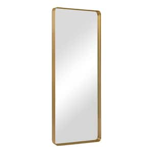 31 in. W x 71 in. H Full Length Deep Frame Wall Mirror with Rounded Corners in Gold