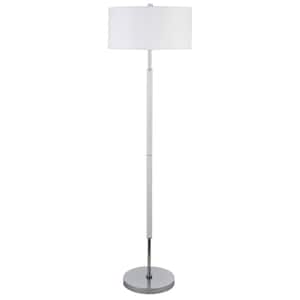 61 in. White 2 1-Way (On/Off) Standard Floor Lamp for Living Room with Cotton Drum Shade