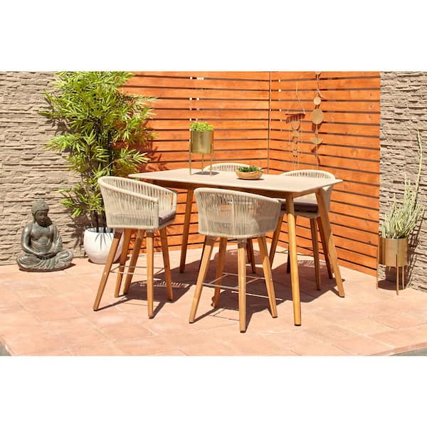 Litton Lane Grey Wood Modern Outdoor Dining Table