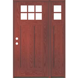 PINNACLE Craftsman 50 in. x 80 in. 6-Lite Right-Hand/Inswing Clear Glass Redwood Stain Fiberglass Prehung Front Door/RSL