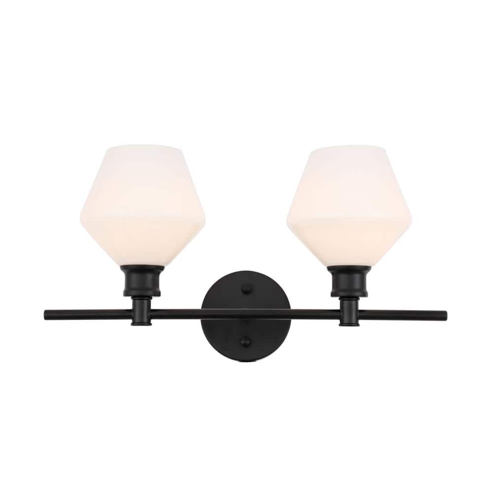 Timeless Home Grant 19.1 in. W x 10.2 in. H 2-Light Black and Frosted White