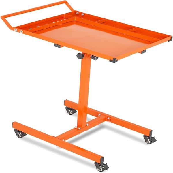 Adjustable Height Mobile Work Table,Mechanic Rolling Tool Cart with Brakes,300Lbs Capacity