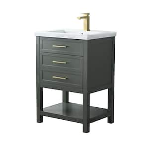 Arlo 24 in. W x 18 in. D x 34 in. H Bath Vanity in Vintage Green with White Ceramic Top