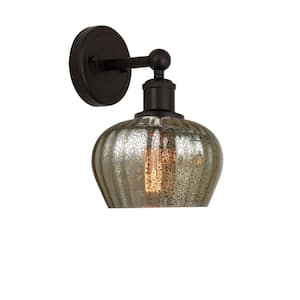 Fenton 1-Light Oil Rubbed Bronze Wall Sconce with Mercury Glass Shade