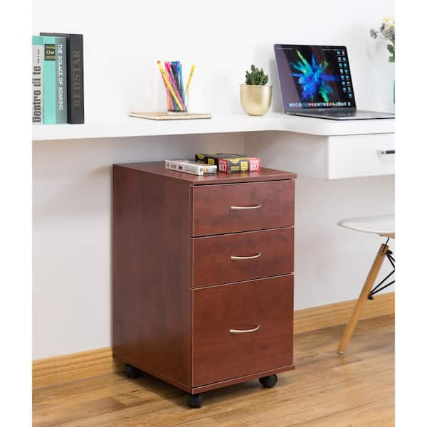 cherry file cabinet on wheels